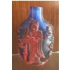 Image 1 : Chinese Carved Overlay Glass Snuff Bottle - Peking Glass - Antique - 2.5"Tall