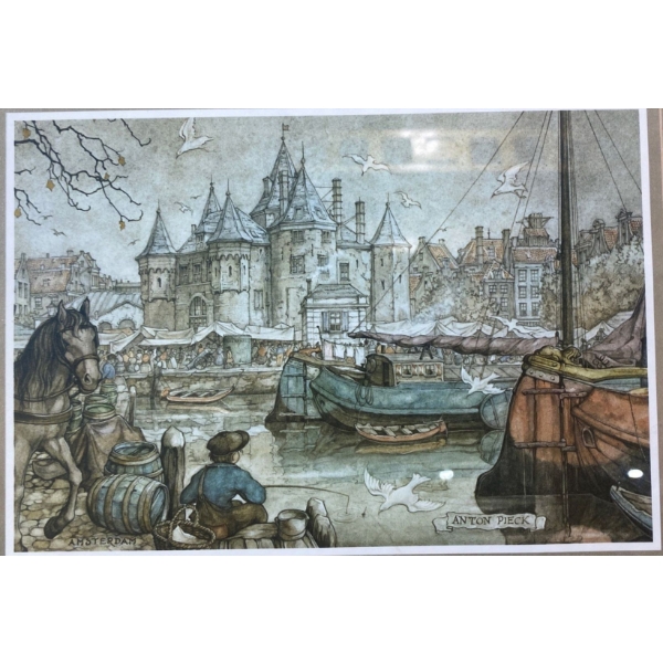 Framed Print of " City Scenes. Amsterdam" by Dutch Artist, Anton Pieck