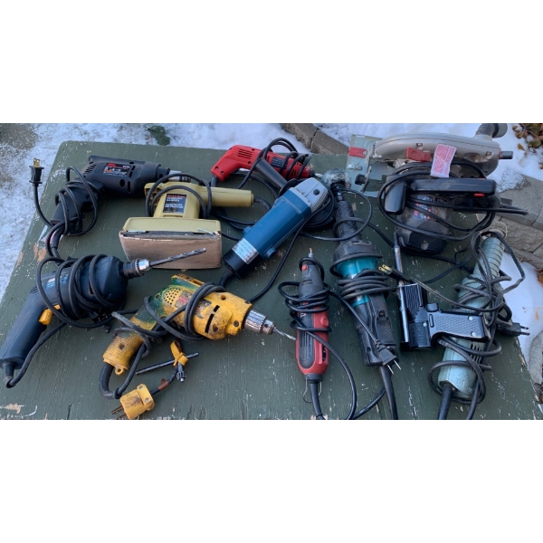 Assorted Electric Power Tools - Grinder Drill/Drivers Sander & More