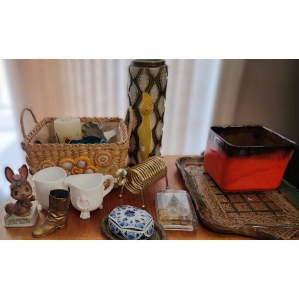 Delfts Box 3 W, 2.5 D, 1.5 T, Vintage Cream & Sugar Set, German Vase 10 T, Tray 14.5 X 8.5 and More!