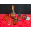 Image 1 : Glass Eye Studio Blown Glass with Gold Trim Wine Decanter