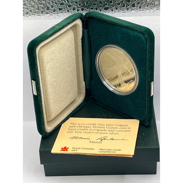 Calgary 1988 Olympics Winter Game $20 Silver Coin 34.107g