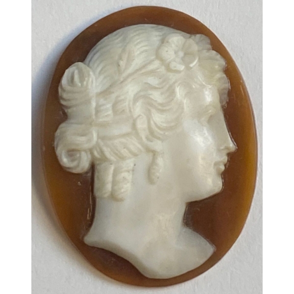 White on Vermillion Shell Cameo 10.25 ct Hand Carved Oval Cameo