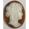 Image 1 : White on Vermillion Shell Cameo 10.25 ct Hand Carved Oval Cameo