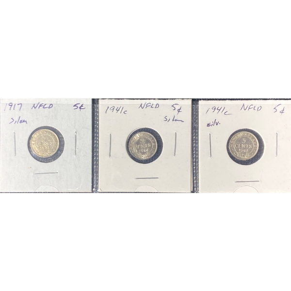 1917 & 1941 Newfoundland Sterling Silver Nickels