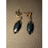 Image 1 : 10K Stamped Gold Earrings, Dark Stones (2.71g) 