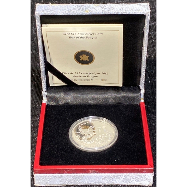 2012 $15 Year of the Dragon Fine Silver Coin