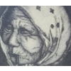 Image 3 : Untitled: Woman w/ Pipe, Artist: Patricia (Gail) Cyr, Pen and Ink Framed Under Glass 19.5 X 20.5