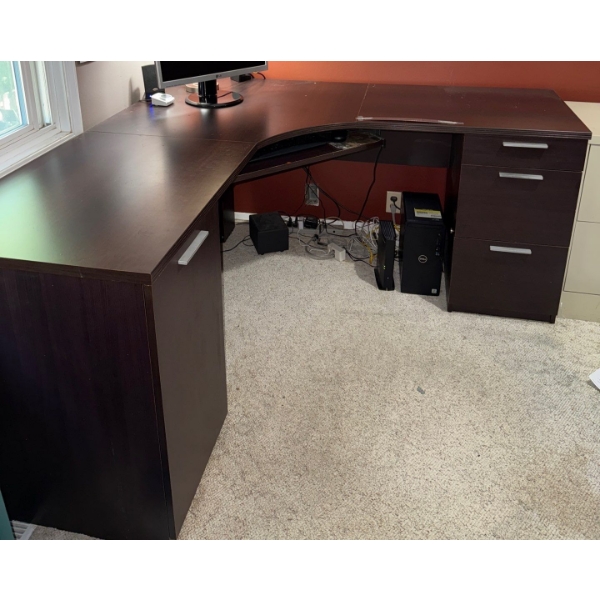 Dark Wood L Shaped Corner Desk 65x25x30