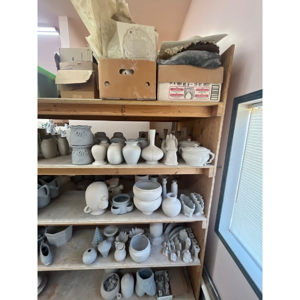 ceramic green ware all contents on shelf Lot 