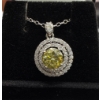 Image 1 : 1ct TW GRA Certified Round Brilliant Cut Moissanite with 52 Round CZ set in 925 Silver Pendant