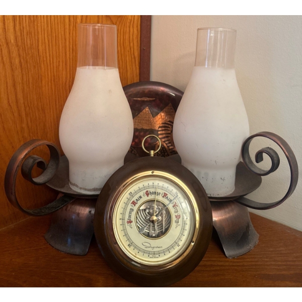 Antique Barometer w/ Candle Lanterns 10"Tall 