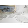 Image 6 : various pieces of pressed or cut glassware, including bowls, trays, drinking glasses, a decanter,  