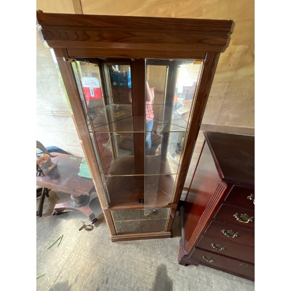 Vintage Glass Insert Corner Cabinet 