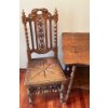Image 3 : Pair of Victorian Hand Carved Oak Barley Twist Chair w/ Wooden Table, Metal Claws (24W, 24D, 29T)