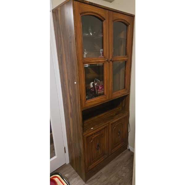 Wooden Cabinet w/ Light (CONTENTS NOT INCLUDED) - 33W, 15D, 74T