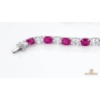 Image 4 : Lab Ruby Tennis White Topaz Accent Bracelet 925 Sterling Silver , 10.48G