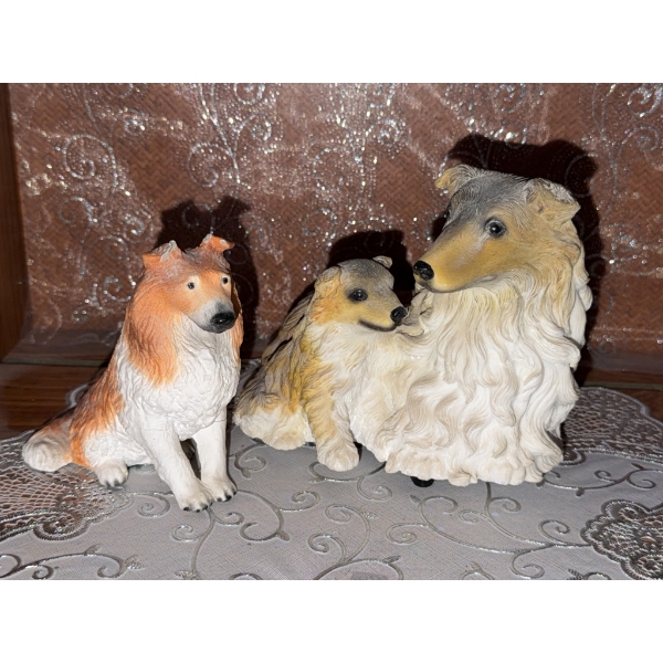 Collie Dog Resin Figurines Set
