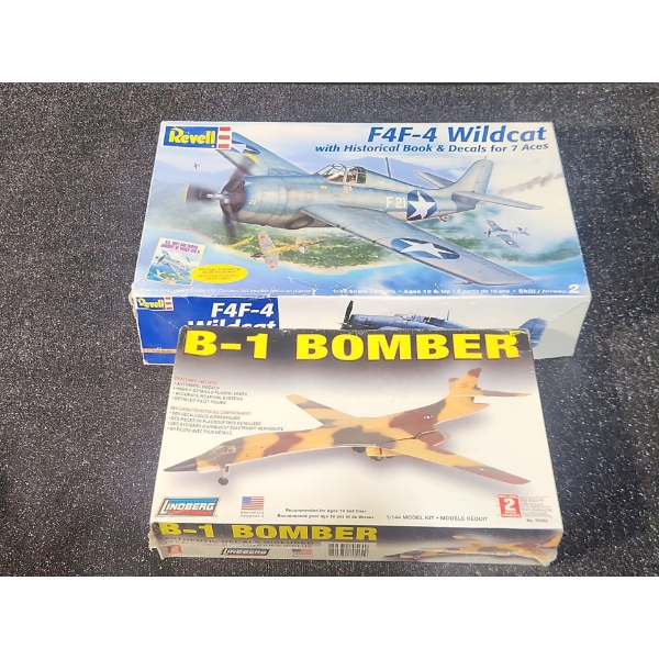 Revell Model F4F-4 Wildcat and Lindberg B-1 Bomber Model, Unassembled. New in Box