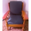 Image 3 : Vilas Maple Wood-Framed Glider Rocker and Ottoman with Blue Upholstery