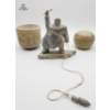 Image 3 : Collection Of Asian-Style Pottery, Teapot , Tea Bowl, A lid Container, And A Soapstone Figurine 