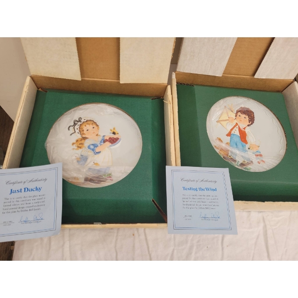 Limited Edition Debbie Bell Jarratt Porcelain Plates Just Ducks and Testing the Wind