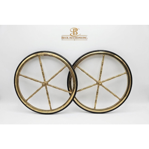 Brass Wheels Feature A Six-Spoke Design With Faux Bamboo Detailing And Rubber Tires 13''INCHES