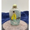 Image 2 : Hand Painted Lady Glass Snuff Bottle with Spoon 3H