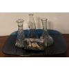 Image 2 : Assorted Vintage Vases, Blue Serving Plate, Mini Ship in A Bottle & Delpft Jar w/Lid