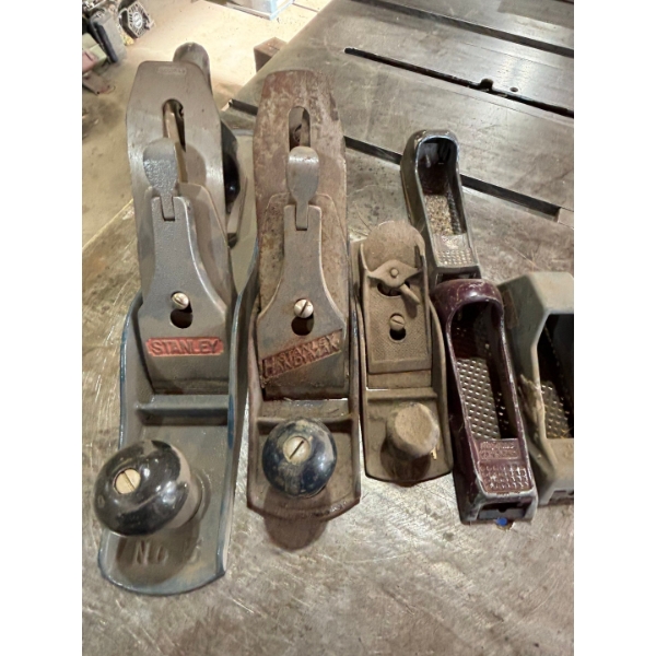 3 Stanley Planes and three wood shavers