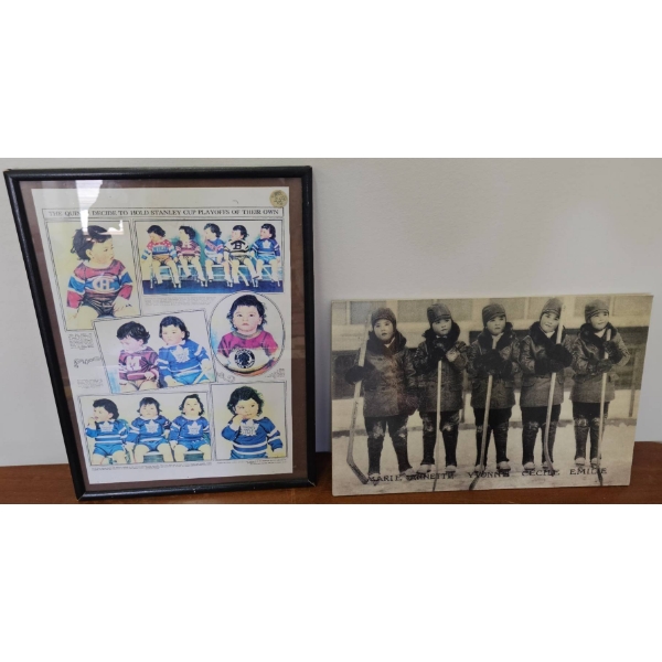 Framed Hockey-Themed Vintage Images, Including Group and Team Shots