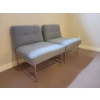 Modern Mid Century Inspired Accent Chairs - Chrome w/ Pastel Blue Upholstery 28x33x25 