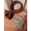 Image 1 : Outdoor Survivalist Essentials - New Woolen Convertible Gloves/Mitts Genuine Leather Hunting Belt  