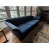 Image 3 : Pique Pattern Navy Blue 3 Seat Sofa - 77'Long