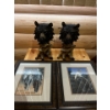 Image 1 : two cowboy framed prints 14x 13 with two bear sculptures 13” height .cow