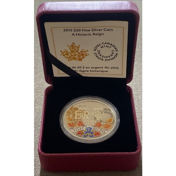 2015 $20 A Historic Reign Fine Silver Coin 31.39 Grams