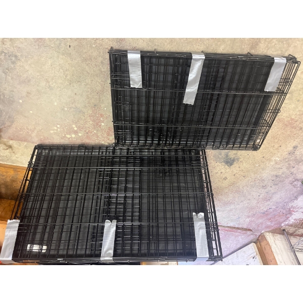 2 Metal Collapsible Dog Kennels Lg 26"x24" Smaller One 30"x19" 