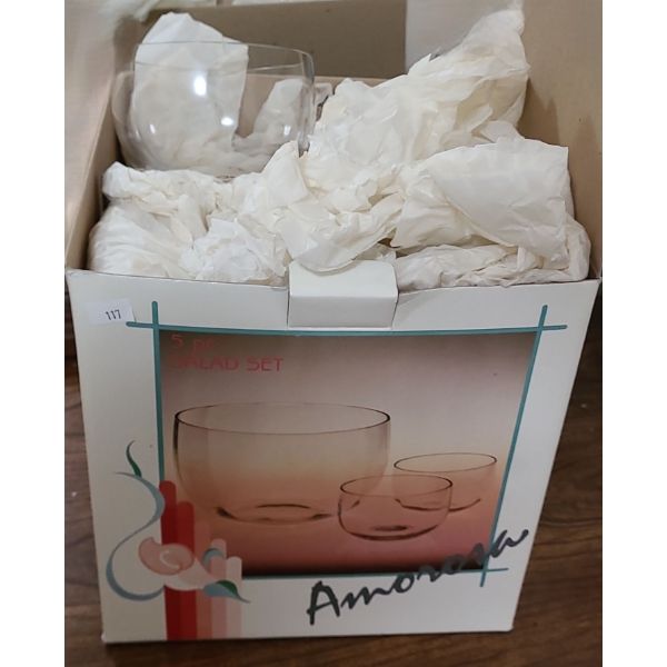 Amorosa Mouthblown Glass 5 Piece Salad Set 