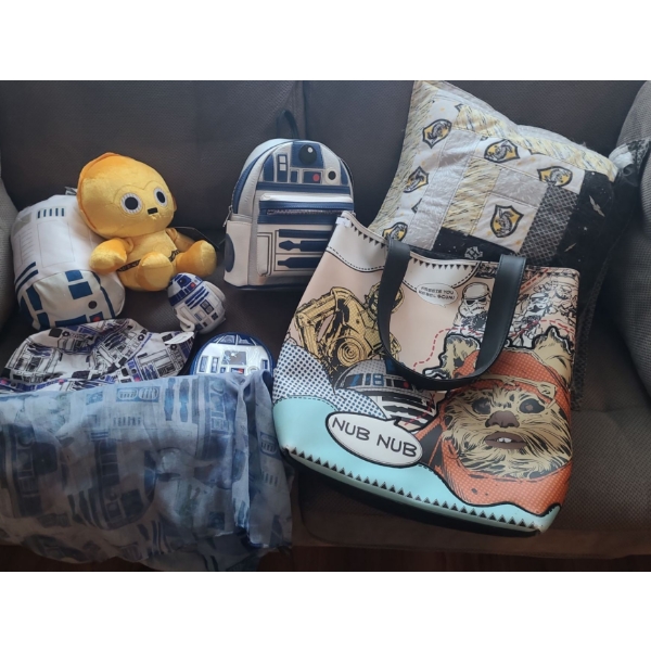 Star Wars Fashion Including: R2-D2 Scarf, Bucket Hat, and Backpack, Plushies, and Other Items