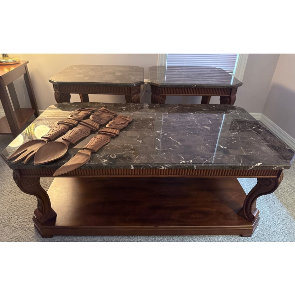 Stone Top Tapered Leg Table Collection 41L - 2 Tiers 