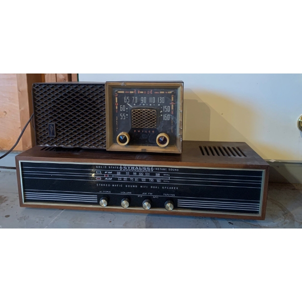 Strauss Stereo matic Sound HiFi Dual Speaker w/ Philco Alarm Radio