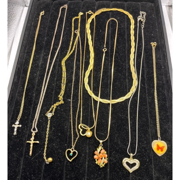 Collection of Costume Jewelry. Includes gold cross pendant 10k and gold chain 10k