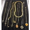 Image 1 : Collection of Costume Jewelry. Includes gold cross pendant 10k and gold chain 10k