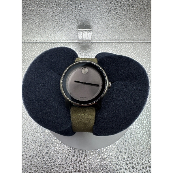 Movado Bold- Swiss Movement Stainless Steel Case, Water Resistant, Genuine Leather Strap