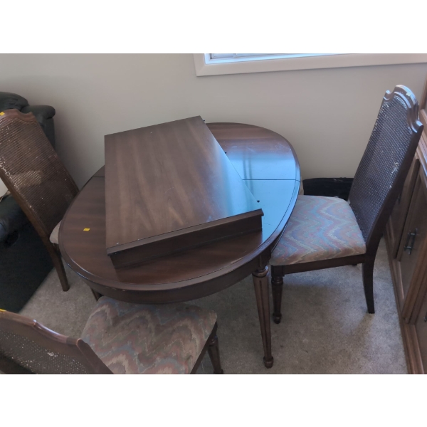 Wood Dining Table w/ Leaf and 3 Chairs - 50W, 30T