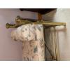 Image 2 : Vintage Brass Upholstered Vanity Bench with Bolster Pillows