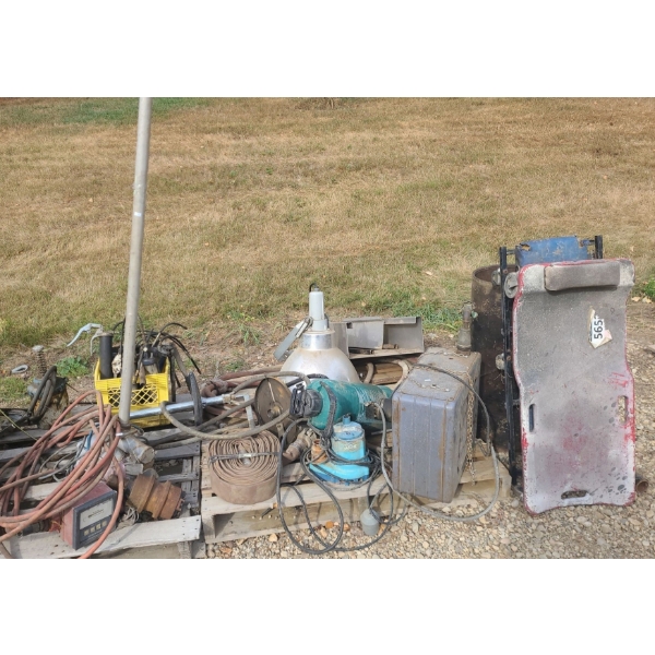 Pallets w/ GPI M-3130 Fuel Transfer Pump, Hose, Grease Guns and More!