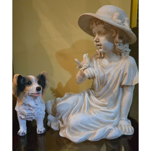 Lovely Ceramic Figure of Girl (15T) & Adorable Puppy 