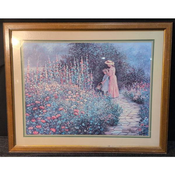 Floral Scenery Print with Artists Signature, Framed, 30x24 Inches