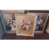 Image 1 : Trio of Framed Floral Paintings.  Light Frame 21 w 27 h